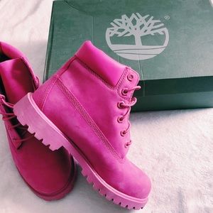 Hot pink timberland boots